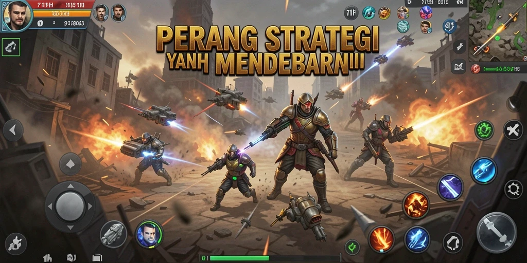 Screenshot gameplay 71H menampilkan pertempuran strategi yang intens.
