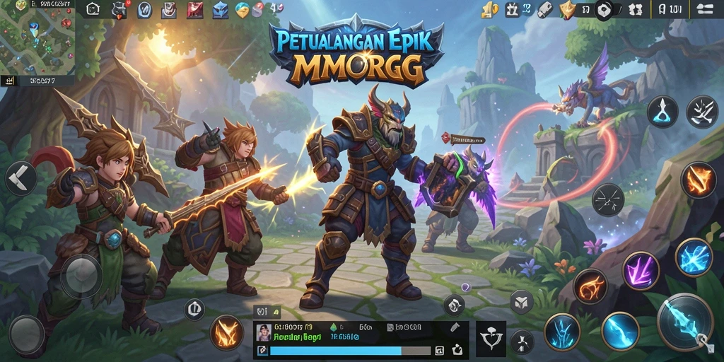 Tangkapan layar gameplay EOS77 dengan aksi pertempuran yang seru.