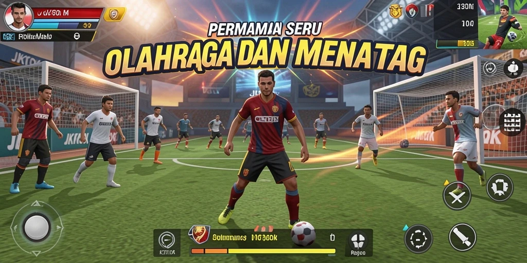Skrinsut gameplay seru JKTOK dengan aksi olahraga yang mengasyikkan.