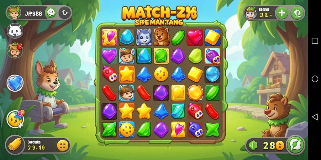 Screenshot gameplay JPS88 menampilkan kombinasi objek yang seru.