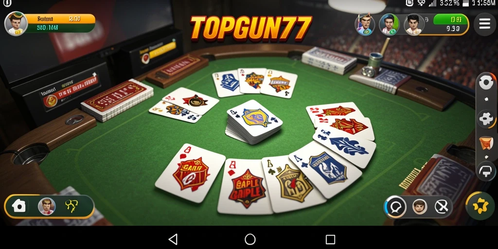 Screenshot gameplay TOPGUN77 menampilkan aksi seru permainan Gaple.