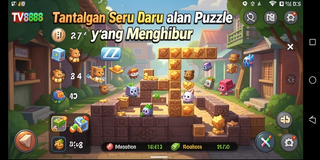 Screenshot utama <strong>TV888</strong> menampilkan tantangan puzzle yang menarik dan penuh warna.