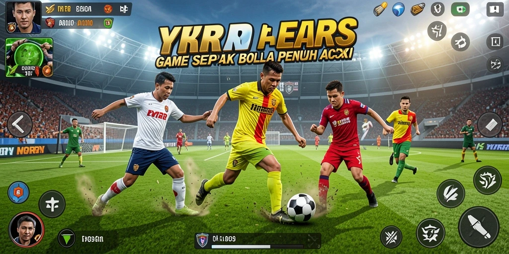 Tampilan gameplay YYRR dengan aksi sepak bola yang mendebarkan.